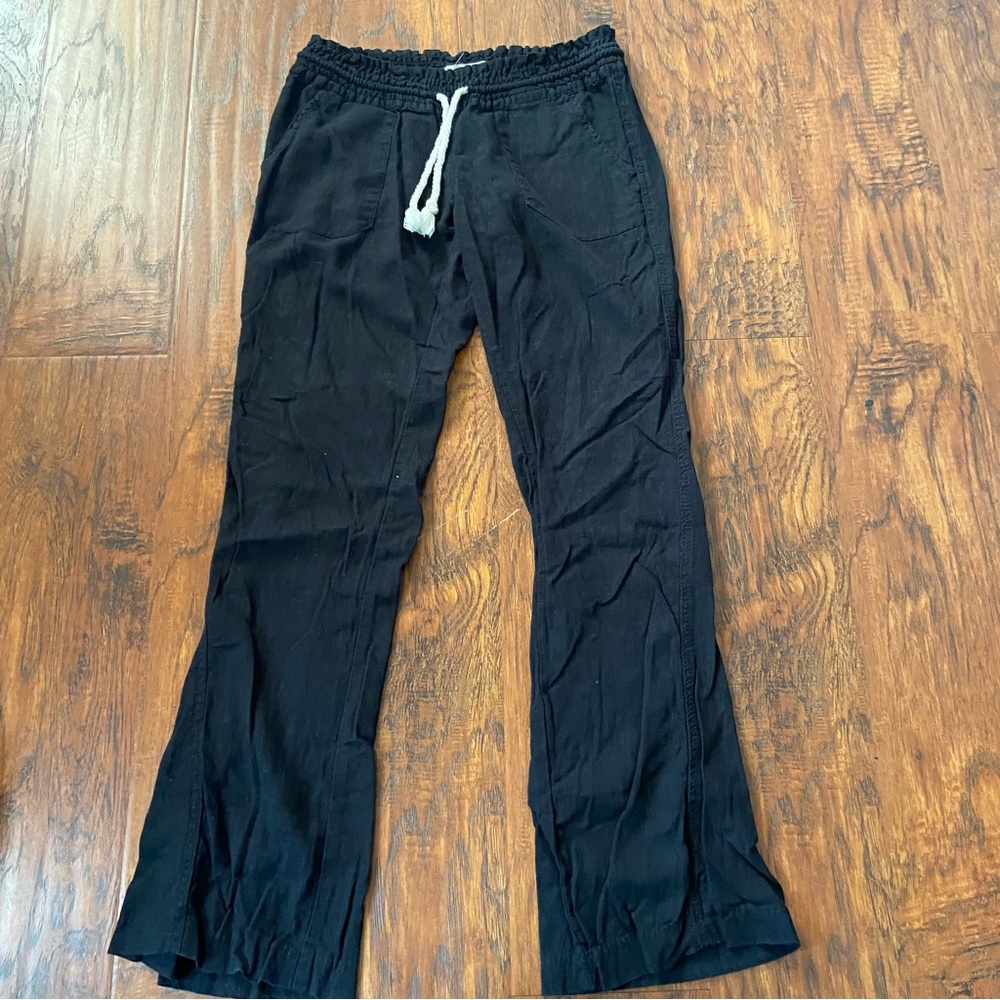 Vintage 90s y2k Roxy black flowy Oceanside beach linen pants.